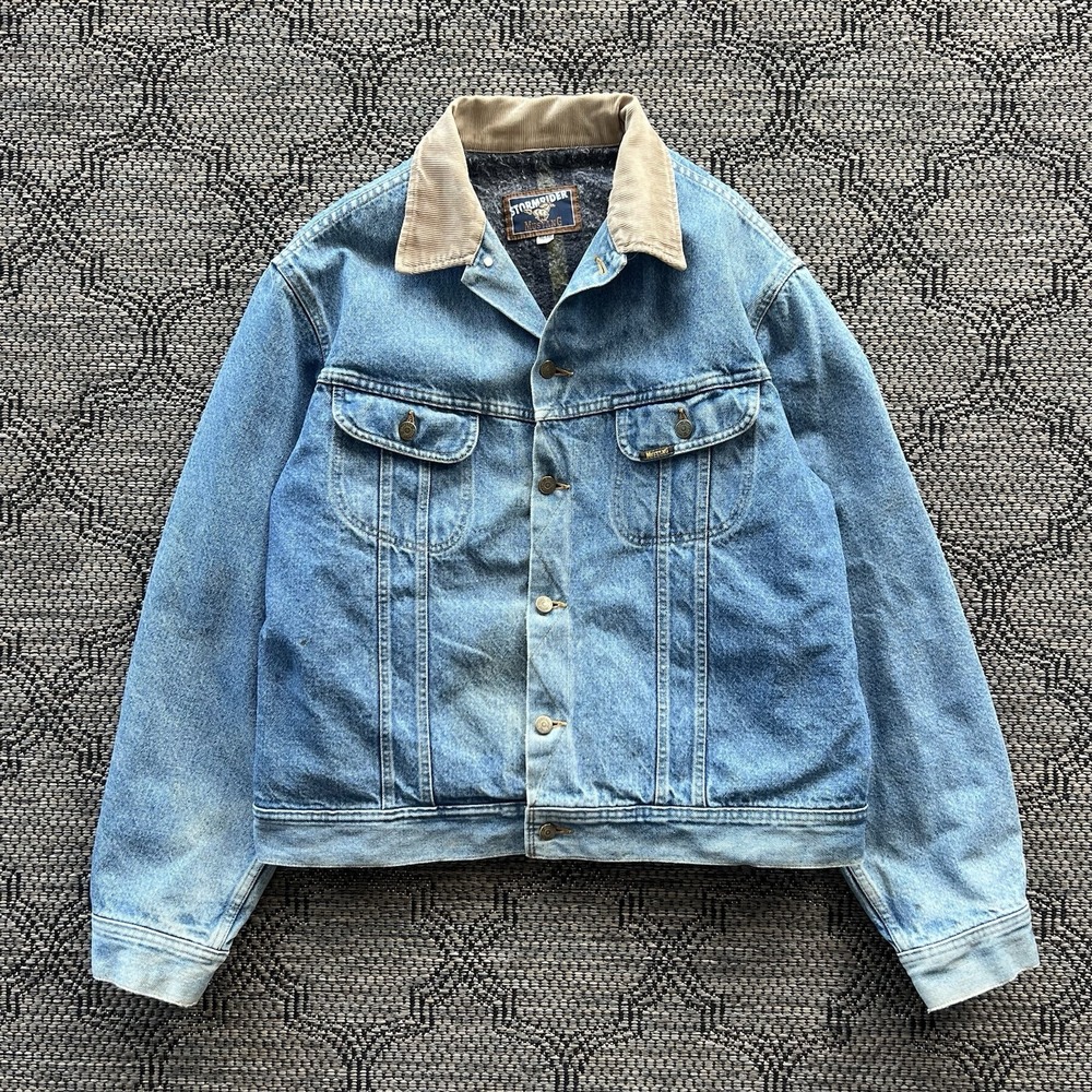 Vintage Mustang Stormrider Jacket Size Large Denim Trucker Blanket Lined 90s 46T